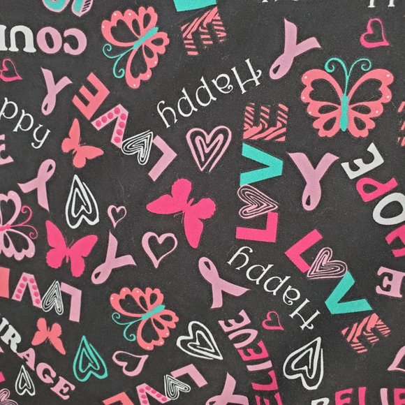 Scrub Studio V-Neck Scrub Top Butterflies Hearts and Ribbons Pink Teal Wms Sz XL - Picture 3 of 6